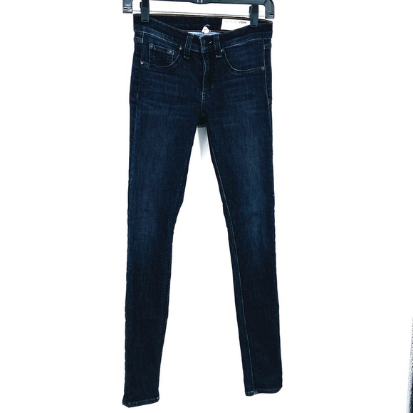 RAG & BONE Mid-Rise Skinny Black Rae Dark Wash Cotton Blend Jeans Size 25 - Picture 5 of 11